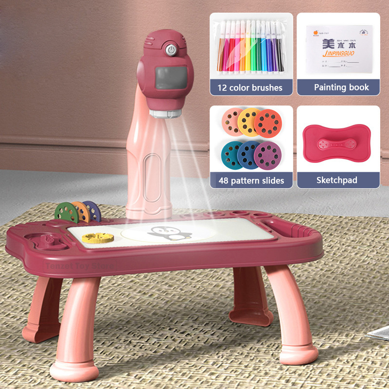 Kids Education Tools - Akıllı projektör çocuklar boyama masa seti