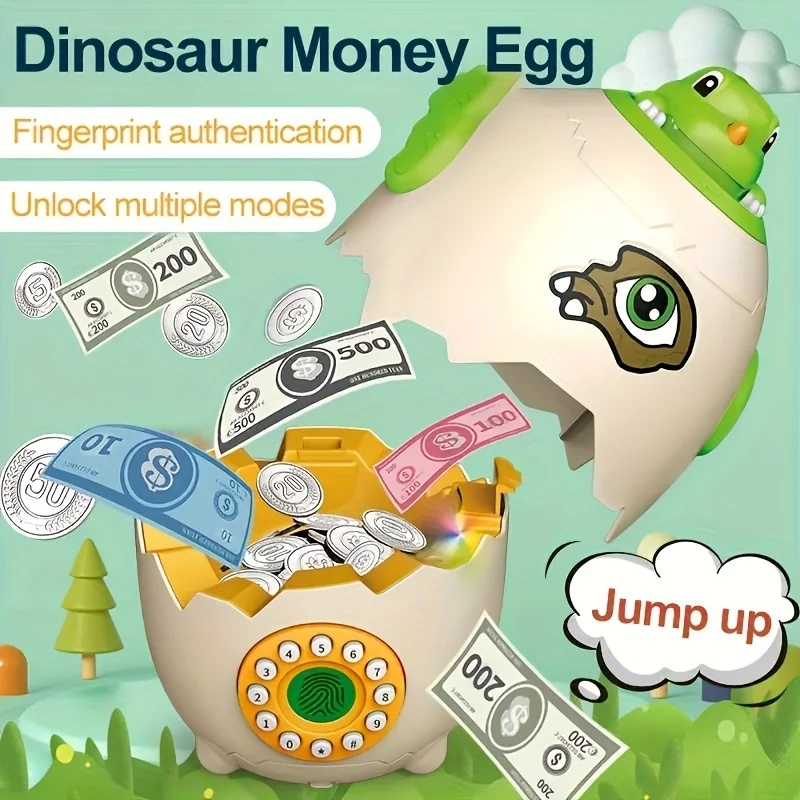 Kids Education Savings - Parmak İzi Şifreli Dinozor Yumurtası Kumbara,
