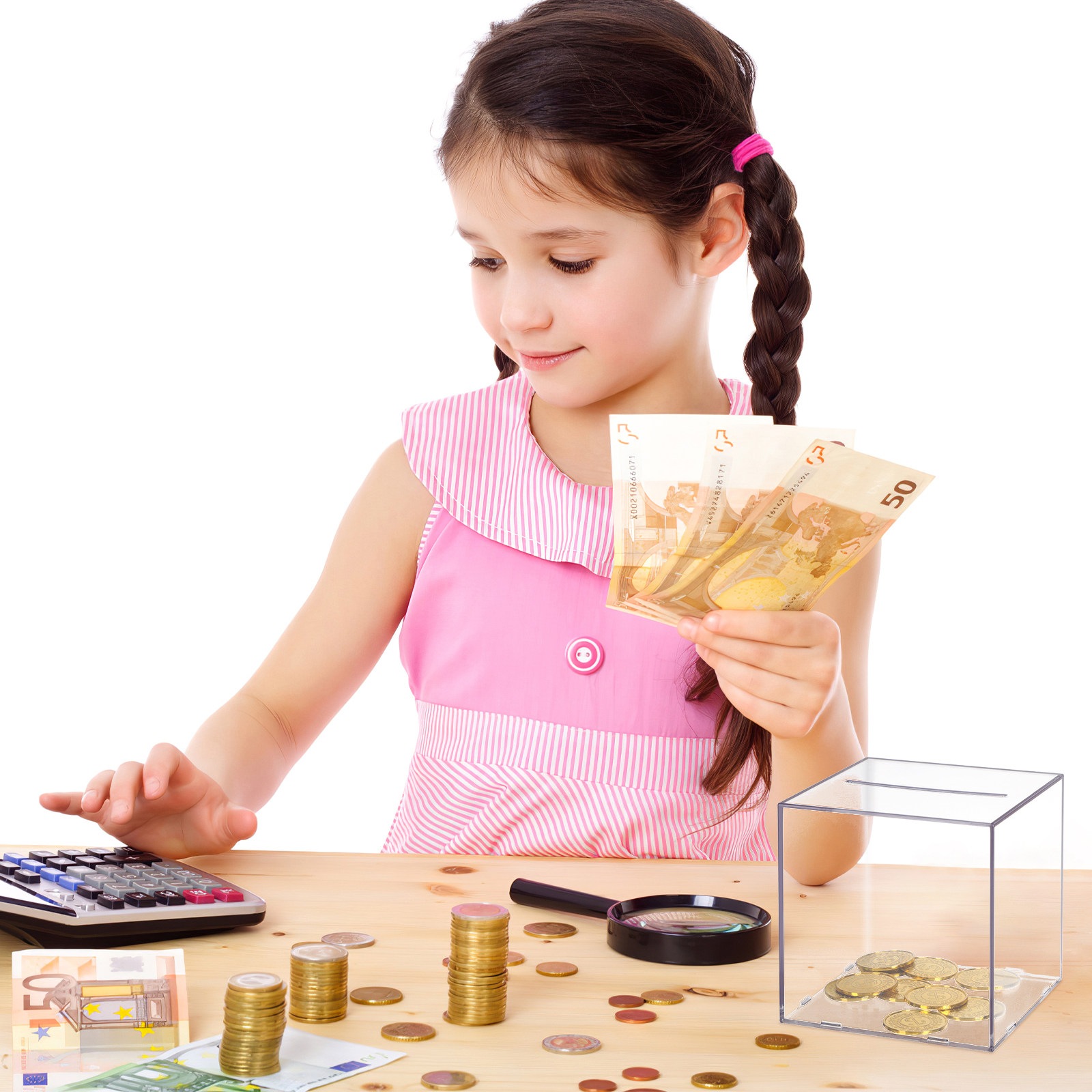 Kids Education Savings - Şeffaf Akrilik Küp Tasarruf Bankası Çocuklar