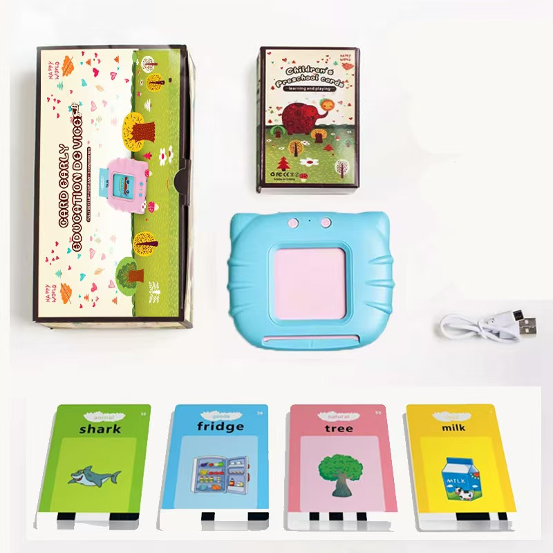 Kids Educational Reader - Sevimli Kedi Konuşan Flaş Kart Okuyucu