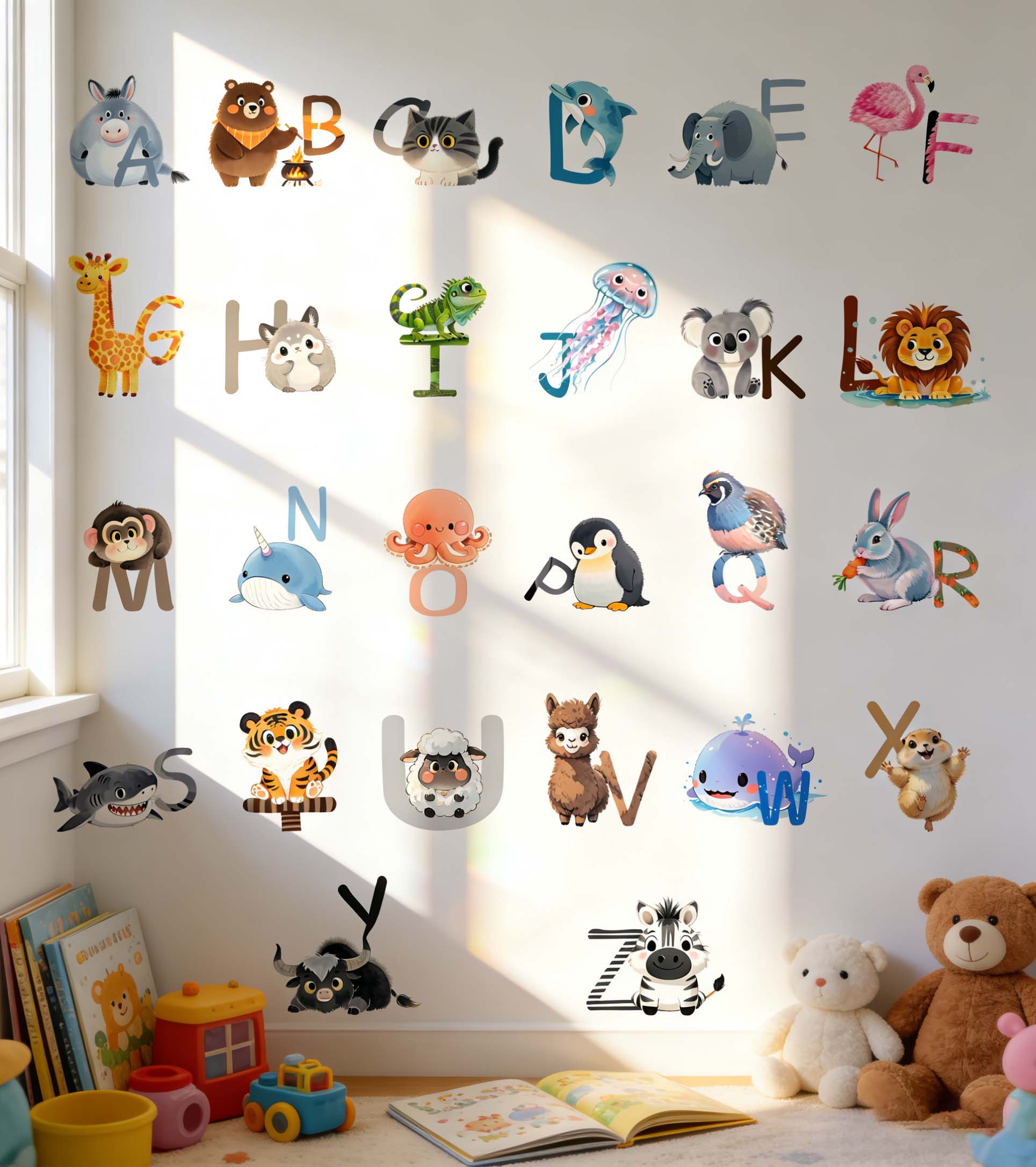 Kids Education Center - 26 harfli İngilizce alfabe duvar çıkartmaları
