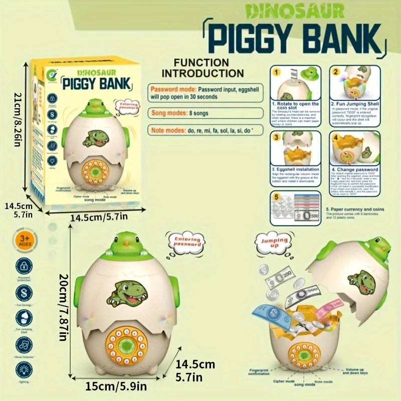 Parmak İzi Şifreli Dinozor Yum - Kids Education Savings incelemesi ve fiyatı